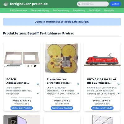 Screenshot fertighäuser-preise.de