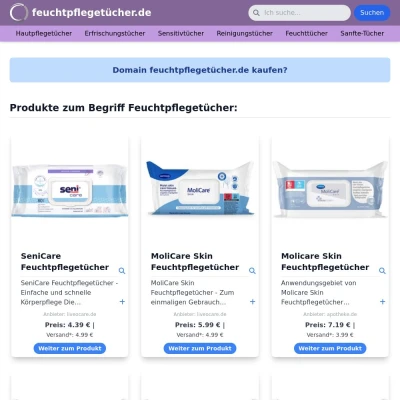 Screenshot feuchtpflegetücher.de