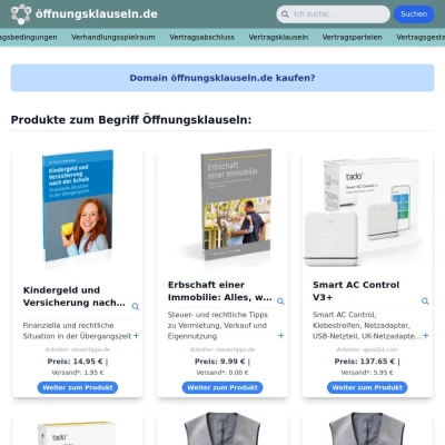 Screenshot öffnungsklauseln.de