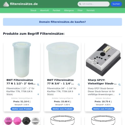 Screenshot filtereinsätze.de