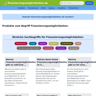 Screenshot finanzierungsmöglichkeiten.de