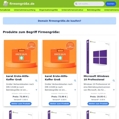 Screenshot firmengröße.de