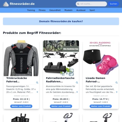 Screenshot fitnessräder.de