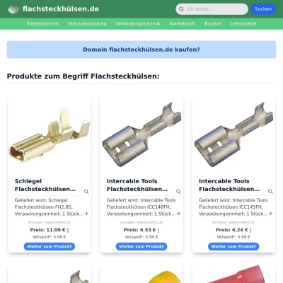 Screenshot flachsteckhülsen.de