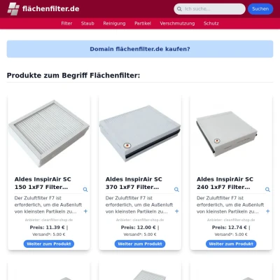 Screenshot flächenfilter.de