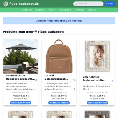 Screenshot flüge-budapest.de
