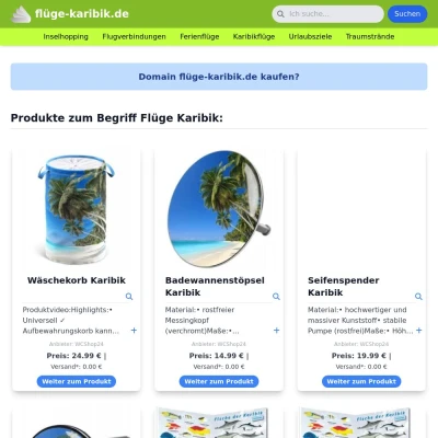 Screenshot flüge-karibik.de