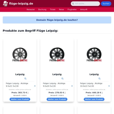 Screenshot flüge-leipzig.de