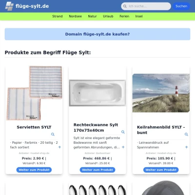 Screenshot flüge-sylt.de