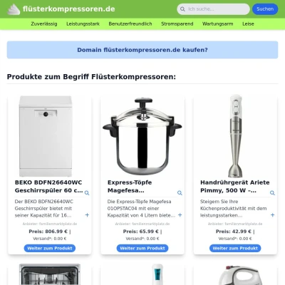 Screenshot flüsterkompressoren.de