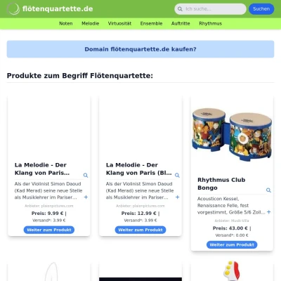 Screenshot flötenquartette.de