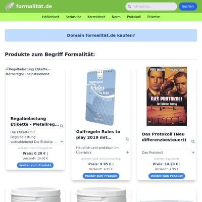 Screenshot formalität.de