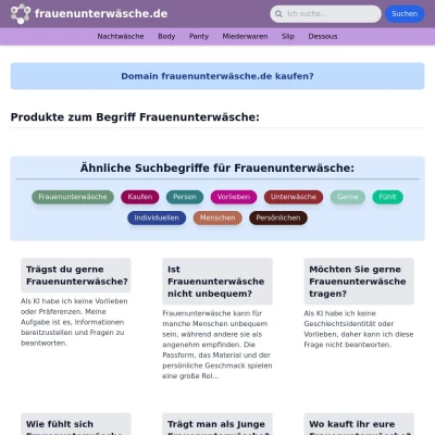 Screenshot frauenunterwäsche.de
