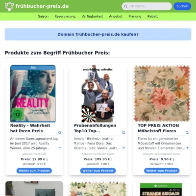 Screenshot frühbucher-preis.de