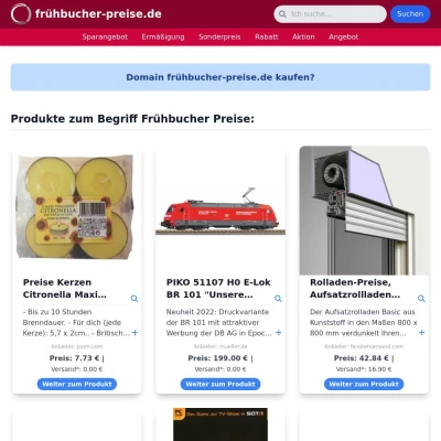 Screenshot frühbucher-preise.de