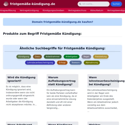 Screenshot fristgemäße-kündigung.de