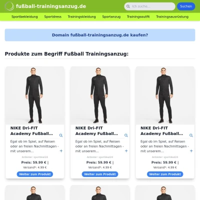 Screenshot fußball-trainingsanzug.de