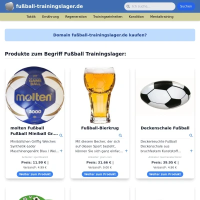 Screenshot fußball-trainingslager.de