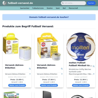 Screenshot fußball-versand.de