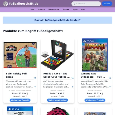 Screenshot fußballgeschäft.de