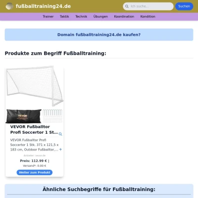 Screenshot fußballtraining24.de