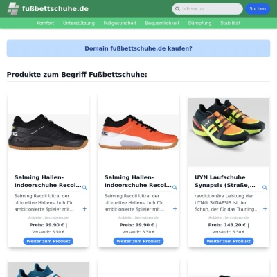 Screenshot fußbettschuhe.de