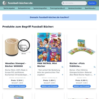 Screenshot fussball-bücher.de