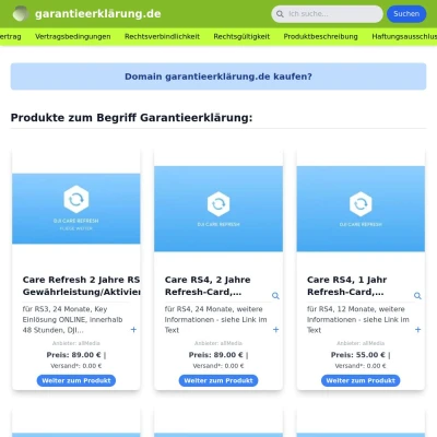 Screenshot garantieerklärung.de