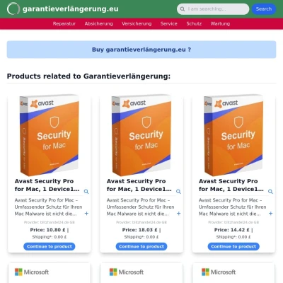 Screenshot garantieverlängerung.eu