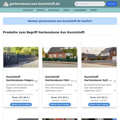 Screenshot gartenzäune-aus-kunststoff.de