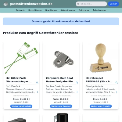 Screenshot gaststättenkonzession.de