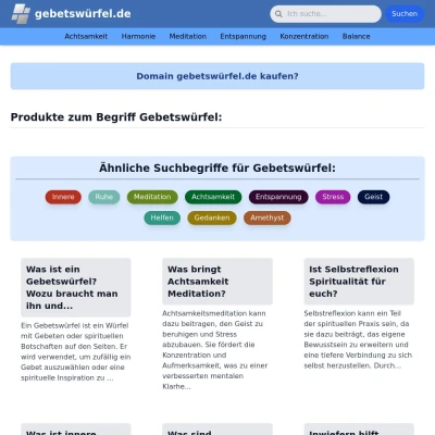 Screenshot gebetswürfel.de