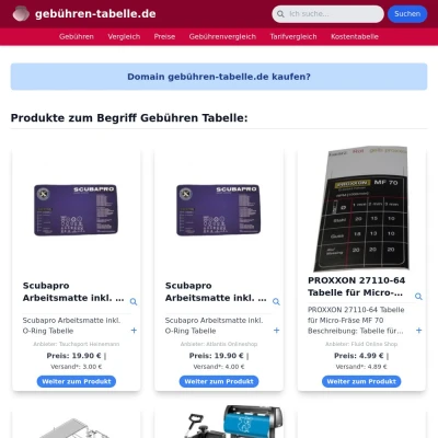 Screenshot gebühren-tabelle.de