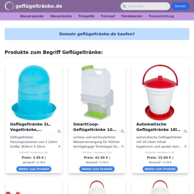 Screenshot geflügeltränke.de