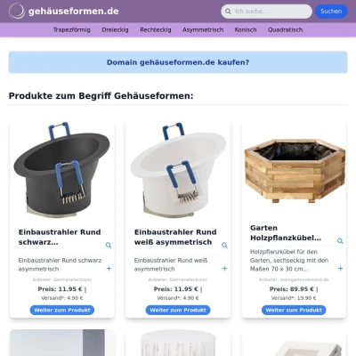 Screenshot gehäuseformen.de