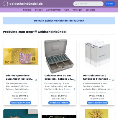 Screenshot geldscheinbündel.de