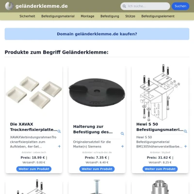 Screenshot geländerklemme.de
