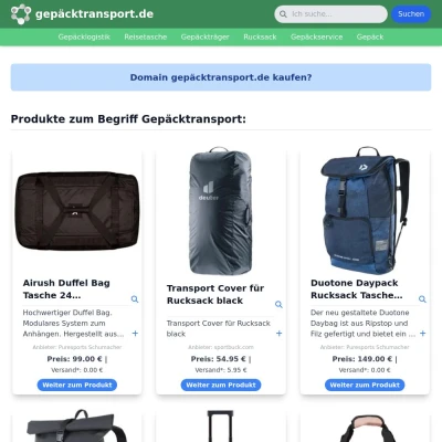 Screenshot gepäcktransport.de