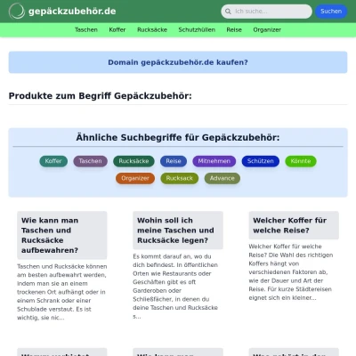 Screenshot gepäckzubehör.de