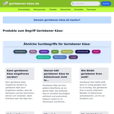 Screenshot geriebener-käse.de