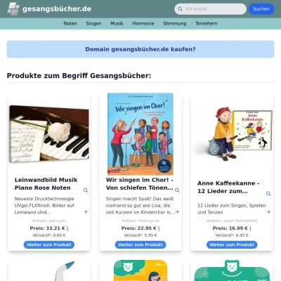 Screenshot gesangsbücher.de