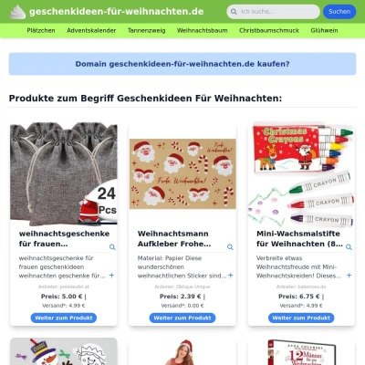 Screenshot geschenkideen-für-weihnachten.de