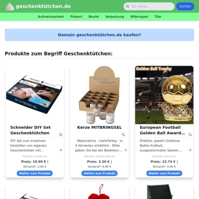 Screenshot geschenktütchen.de