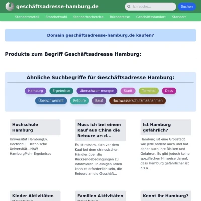 Screenshot geschäftsadresse-hamburg.de