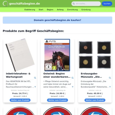 Screenshot geschäftsbeginn.de