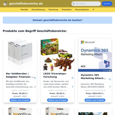 Screenshot geschäftsbereiche.de