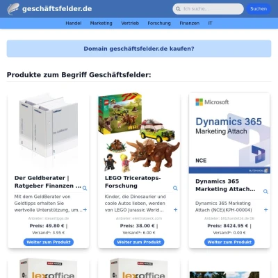 Screenshot geschäftsfelder.de