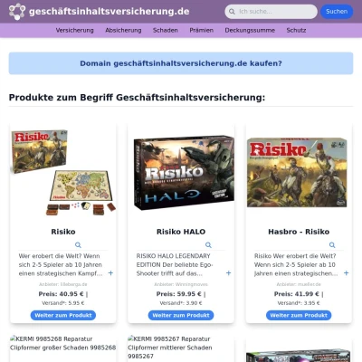 Screenshot geschäftsinhaltsversicherung.de