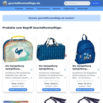 Screenshot geschäftsreiseflüge.de