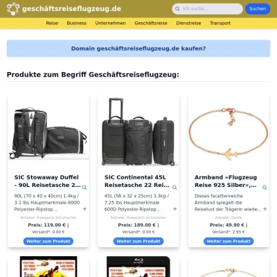 Screenshot geschäftsreiseflugzeug.de